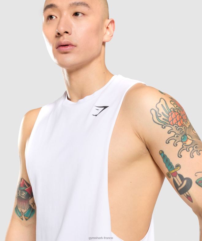 Gymshark réservoir à bras tombant critique blanc Hommes 6HF28936