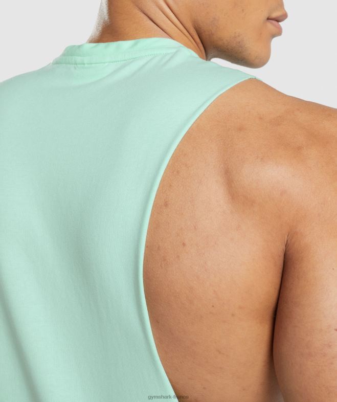 Gymshark réservoir à bras tombant critique bleu turbo Hommes 6HF28941