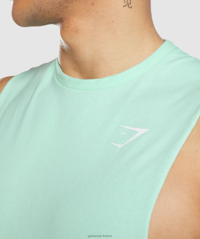 Gymshark réservoir à bras tombant critique bleu turbo Hommes 6HF28941