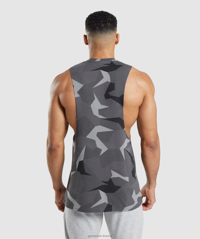 Gymshark réservoir à bras tombant critique impression noire Hommes 6HF28949