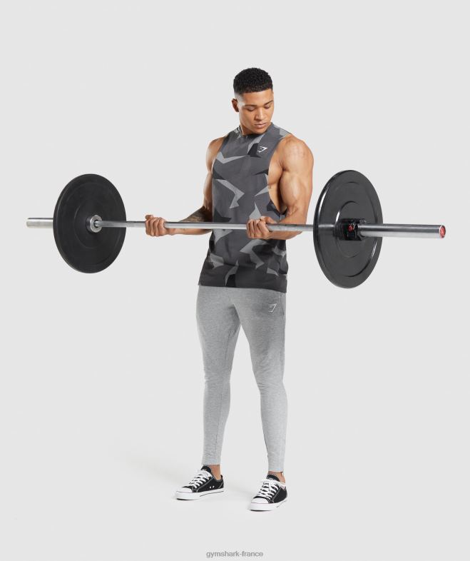 Gymshark réservoir à bras tombant critique impression noire Hommes 6HF28949