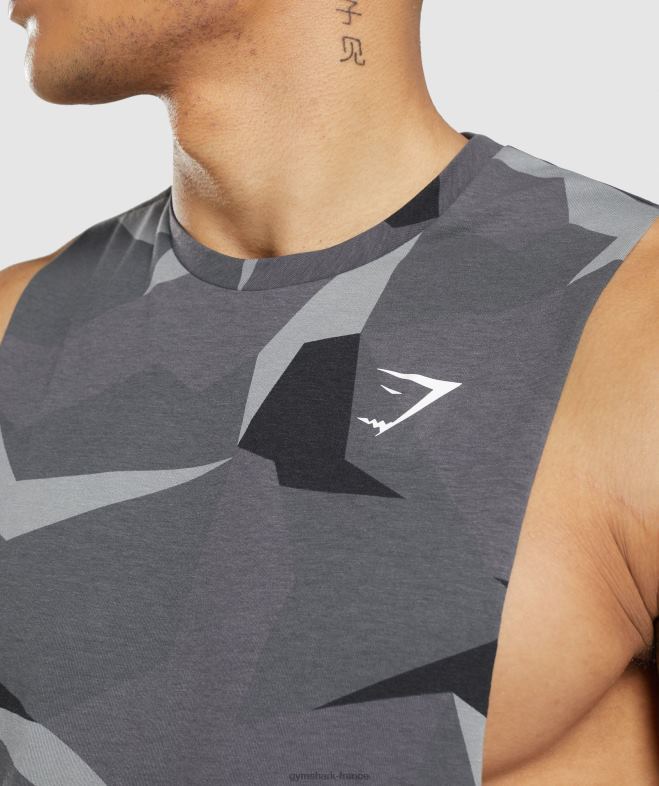 Gymshark réservoir à bras tombant critique impression noire Hommes 6HF28949