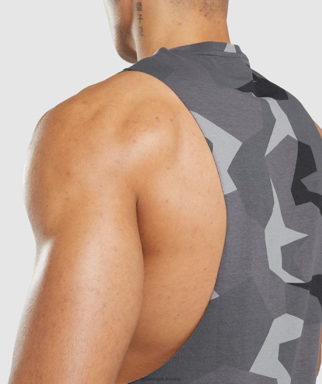 Gymshark réservoir à bras tombant critique impression noire Hommes 6HF28949