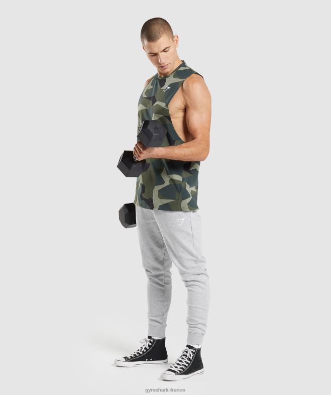 Gymshark réservoir à bras tombant critique imprimé vert Hommes 6HF28930