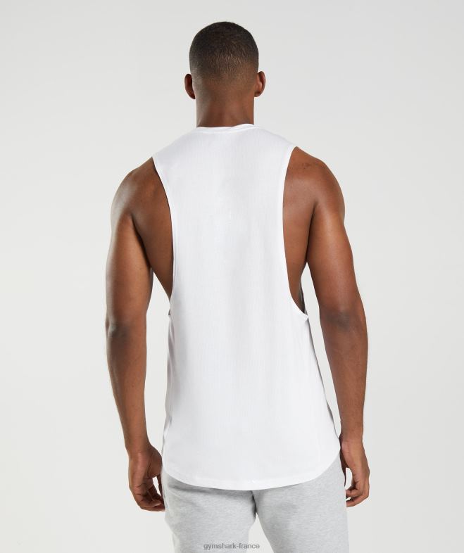 Gymshark réservoir à bras tombant de réaction blanc Hommes 6HF28883