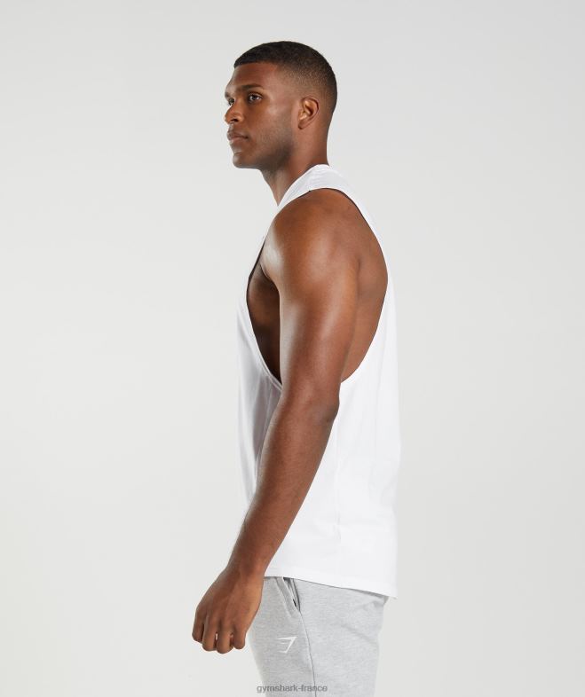 Gymshark réservoir à bras tombant de réaction blanc Hommes 6HF28883