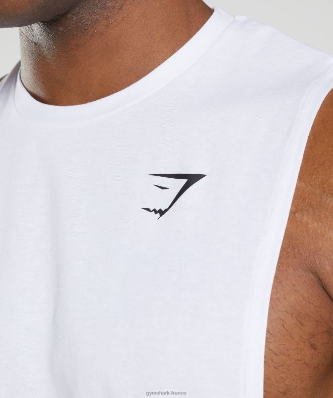 Gymshark réservoir à bras tombant de réaction blanc Hommes 6HF28883