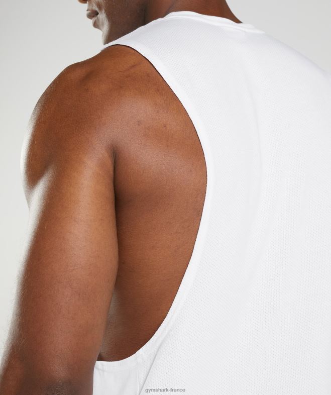 Gymshark réservoir à bras tombant de réaction blanc Hommes 6HF28883