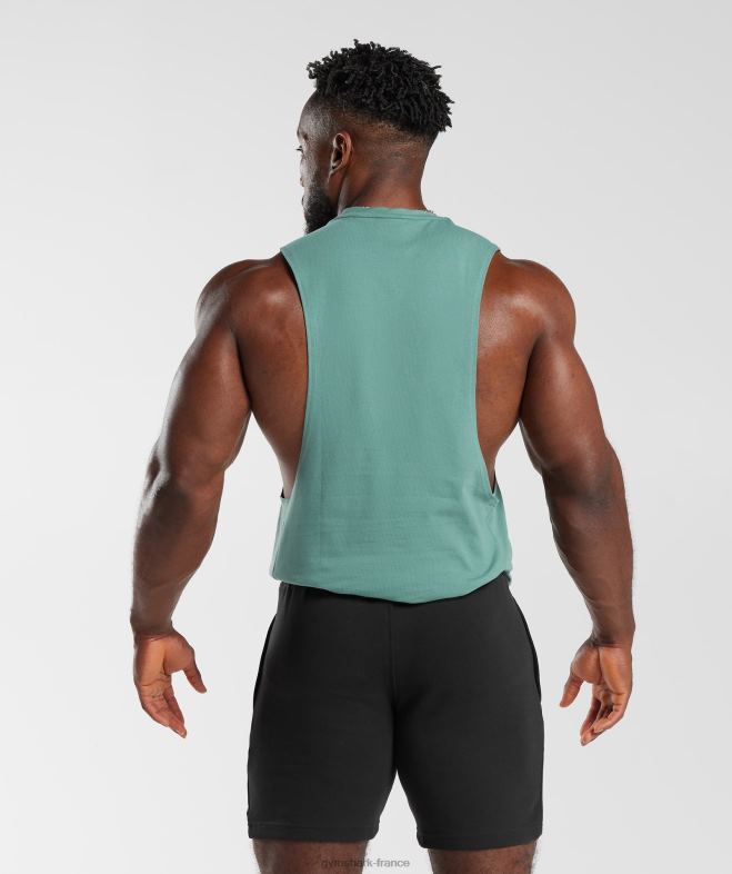 Gymshark réservoir à bras tombant de réaction bleu sarcelle d\encre Hommes 6HF28973
