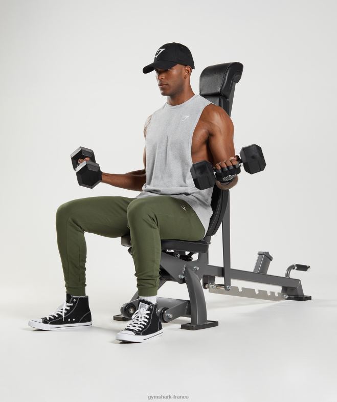 Gymshark réservoir à bras tombant de réaction chiné à noyau gris clair Hommes 6HF28888