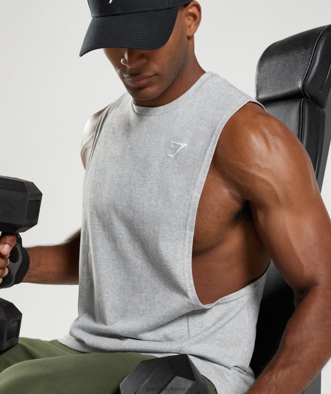 Gymshark réservoir à bras tombant de réaction chiné à noyau gris clair Hommes 6HF28888
