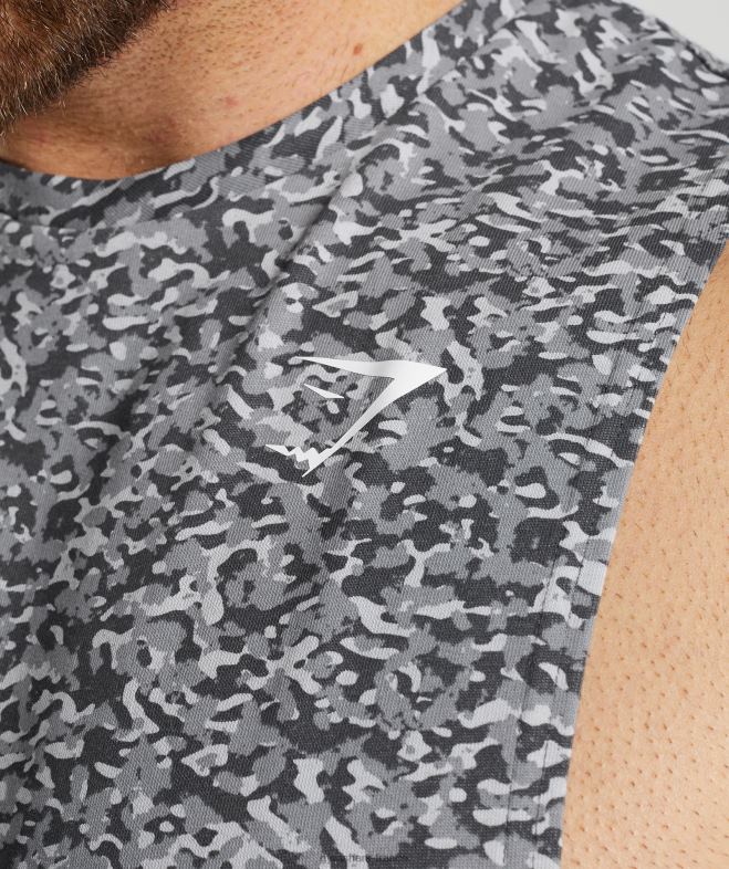 Gymshark réservoir à bras tombant de réaction gris onyx Hommes 6HF28968