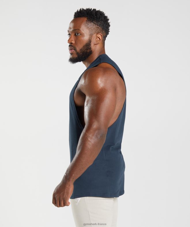 Gymshark réservoir à bras tombant de réaction marine Hommes 6HF28889