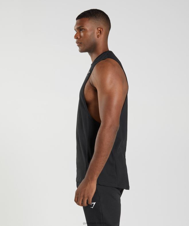 Gymshark réservoir à bras tombant de réaction noir Hommes 6HF28885