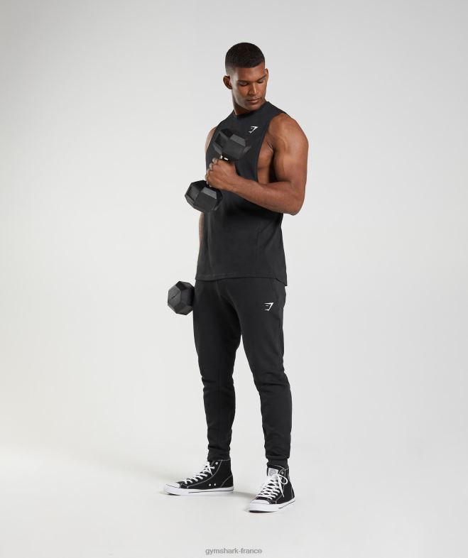 Gymshark réservoir à bras tombant de réaction noir Hommes 6HF28885
