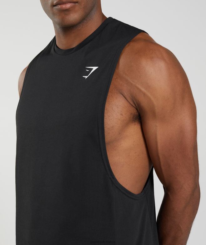 Gymshark réservoir à bras tombant de réaction noir Hommes 6HF28885