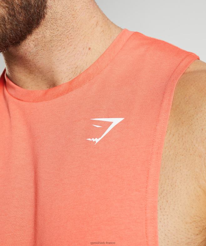 Gymshark réservoir à bras tombant de réaction orange aérospatiale Hommes 6HF28954
