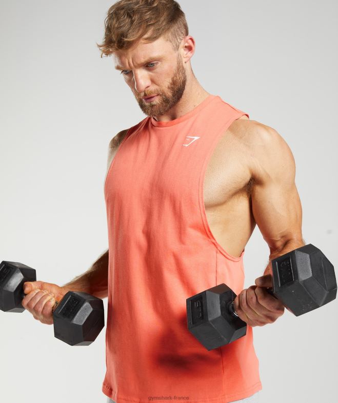 Gymshark réservoir à bras tombant de réaction orange aérospatiale Hommes 6HF28954