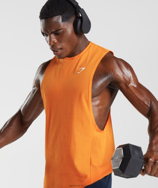 Gymshark réservoir à bras tombant de réaction orange éclatant de soleil Hommes 6HF28948