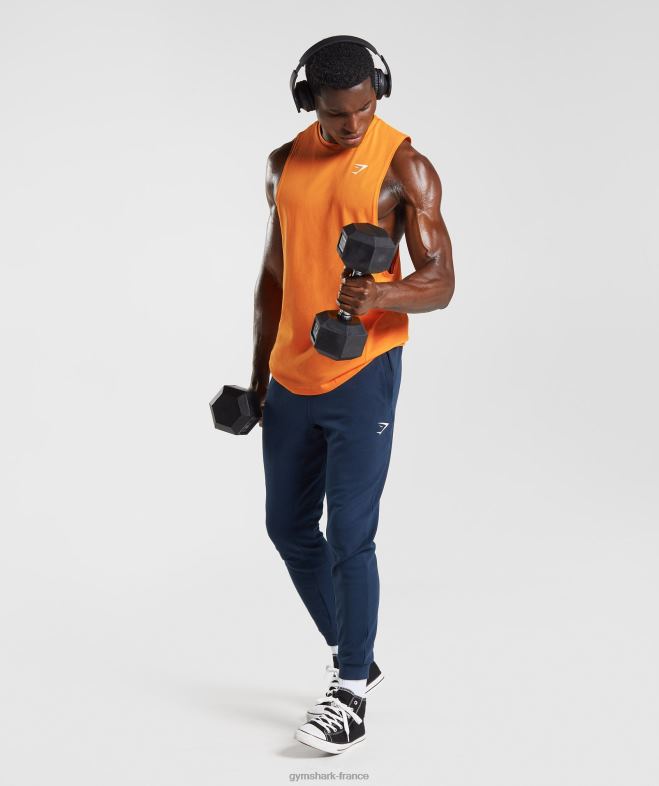 Gymshark réservoir à bras tombant de réaction orange éclatant de soleil Hommes 6HF28948