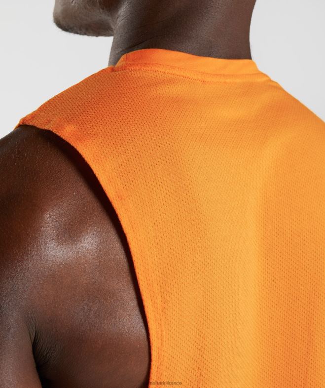 Gymshark réservoir à bras tombant de réaction orange éclatant de soleil Hommes 6HF28948