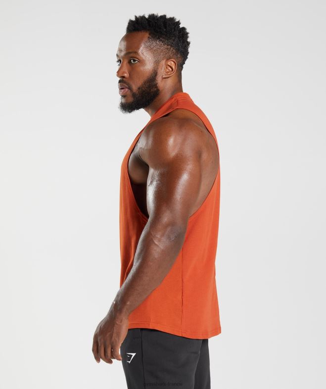 Gymshark réservoir à bras tombant de réaction rouge de Cayenne Hommes 6HF28942