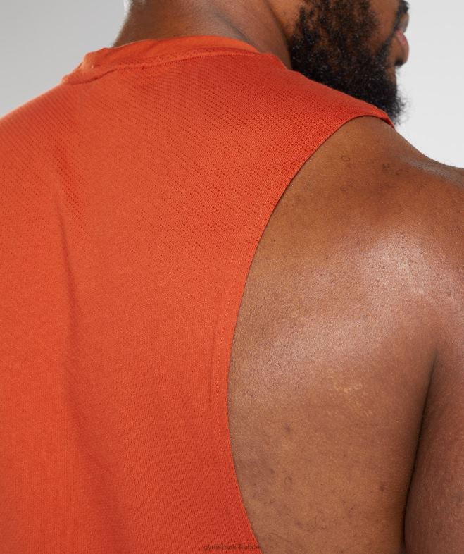 Gymshark réservoir à bras tombant de réaction rouge de Cayenne Hommes 6HF28942