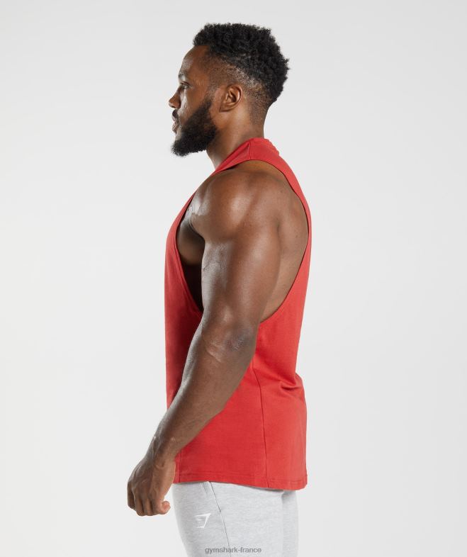 Gymshark réservoir à bras tombant de réaction rouge salsa Hommes 6HF28966