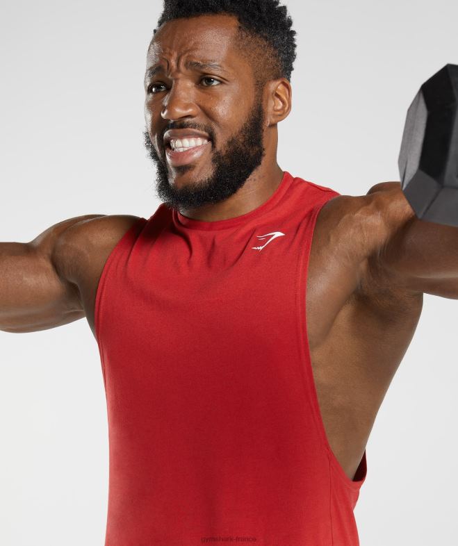 Gymshark réservoir à bras tombant de réaction rouge salsa Hommes 6HF28966