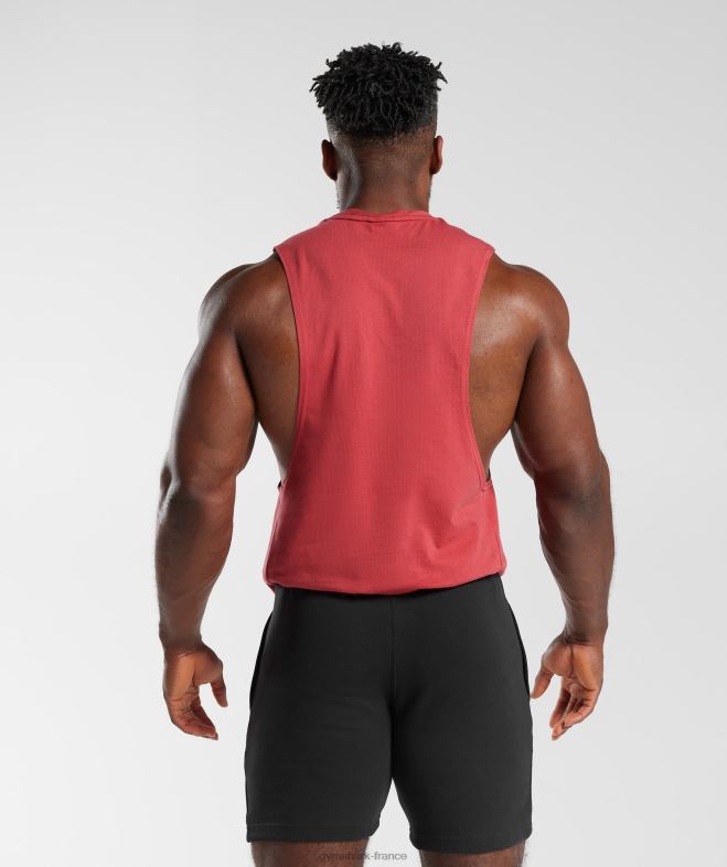 Gymshark réservoir à bras tombant de réaction rouge séché au soleil Hommes 6HF28974