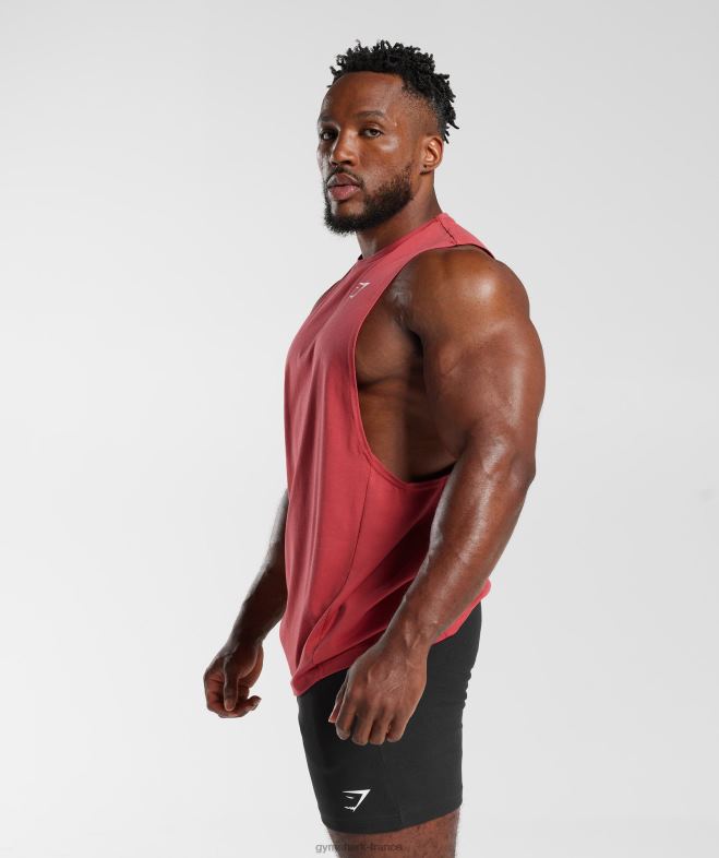 Gymshark réservoir à bras tombant de réaction rouge séché au soleil Hommes 6HF28974