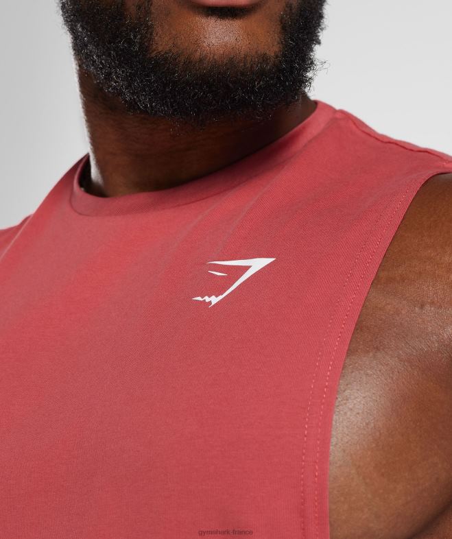 Gymshark réservoir à bras tombant de réaction rouge séché au soleil Hommes 6HF28974