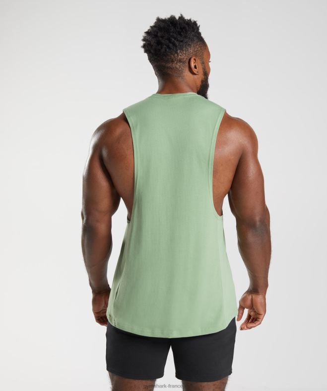 Gymshark réservoir à bras tombant de réaction thé vert Hommes 6HF28970