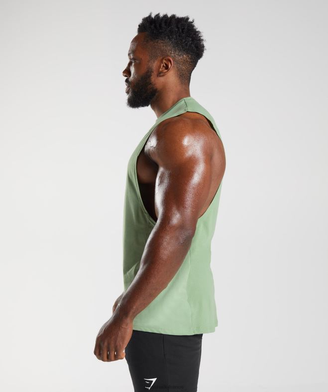 Gymshark réservoir à bras tombant de réaction thé vert Hommes 6HF28970