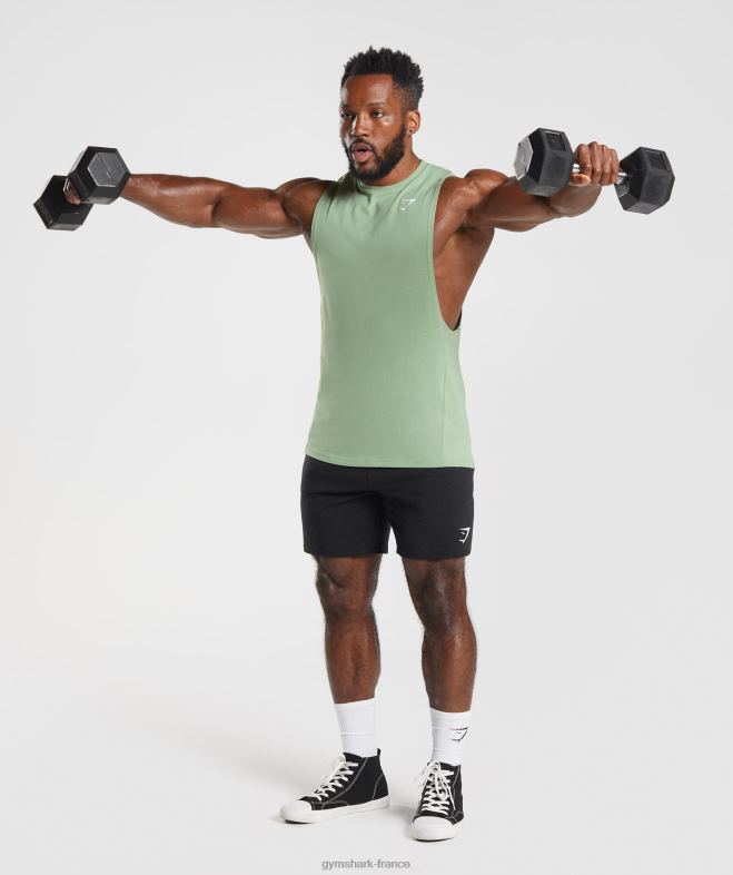 Gymshark réservoir à bras tombant de réaction thé vert Hommes 6HF28970