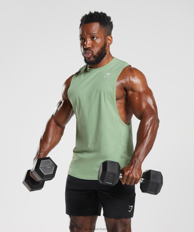 Gymshark réservoir à bras tombant de réaction thé vert Hommes 6HF28970