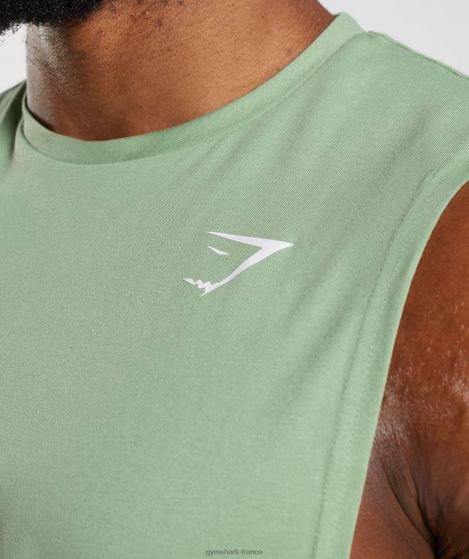 Gymshark réservoir à bras tombant de réaction thé vert Hommes 6HF28970