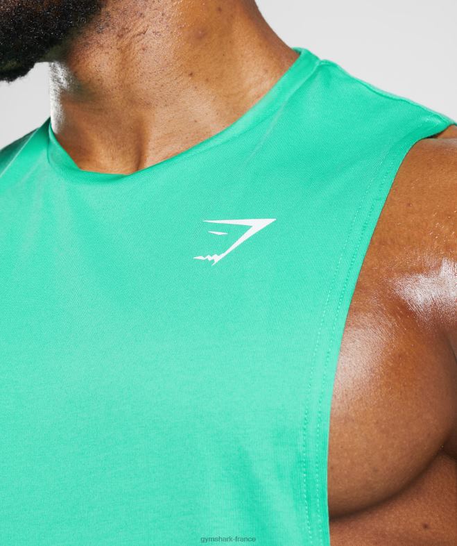 Gymshark réservoir à bras tombant de réaction vert tropique Hommes 6HF28955