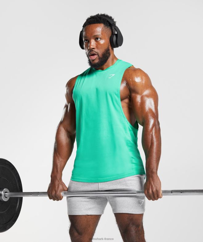 Gymshark réservoir à bras tombant de réaction vert tropique Hommes 6HF28955