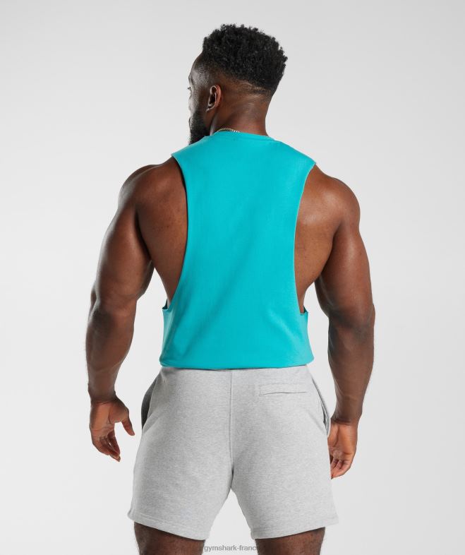 Gymshark réservoir à bras tombant retrowave bleu égéen Hommes 6HF28893