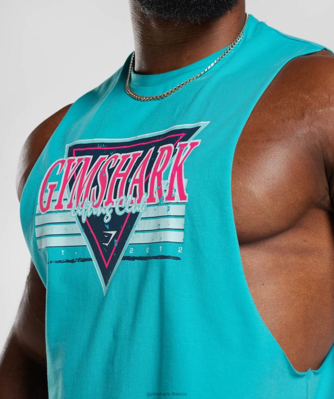 Gymshark réservoir à bras tombant retrowave bleu égéen Hommes 6HF28893