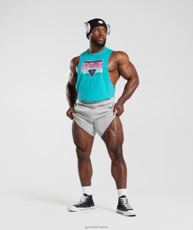 Gymshark réservoir à bras tombant retrowave bleu égéen Hommes 6HF28893