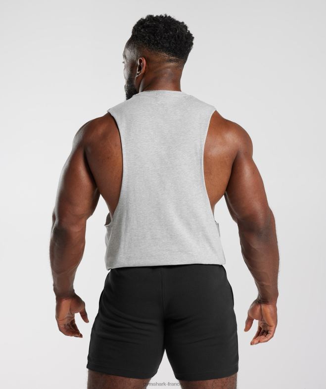 Gymshark réservoir à bras tombant retrowave chiné à noyau gris clair Hommes 6HF28886