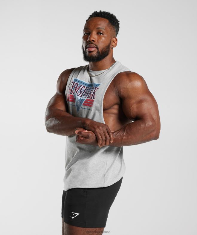 Gymshark réservoir à bras tombant retrowave chiné à noyau gris clair Hommes 6HF28886