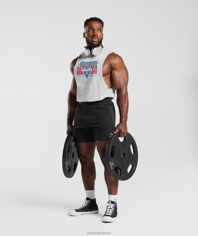 Gymshark réservoir à bras tombant retrowave chiné à noyau gris clair Hommes 6HF28886