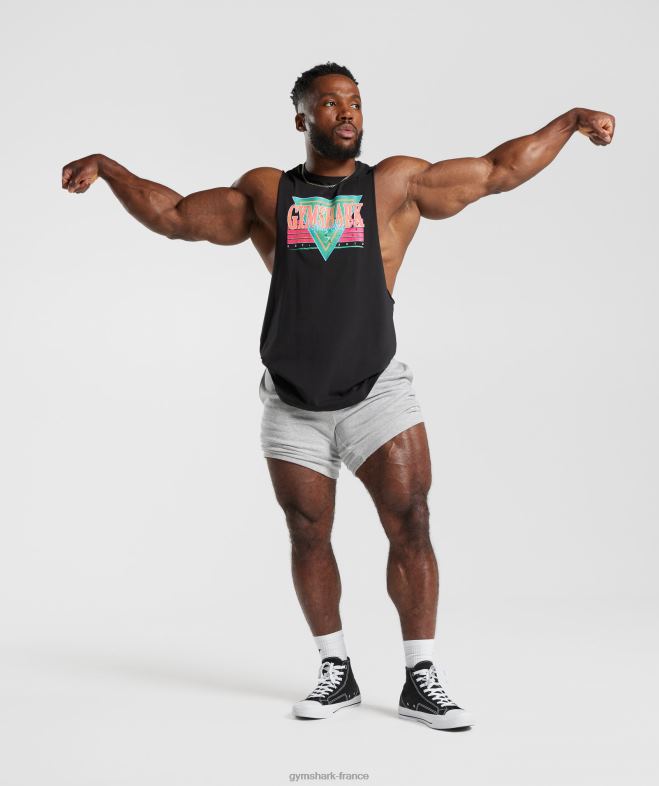 Gymshark réservoir à bras tombant retrowave noir Hommes 6HF28891