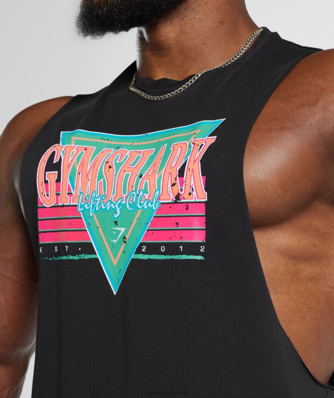 Gymshark réservoir à bras tombant retrowave noir Hommes 6HF28891