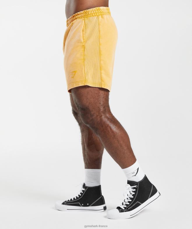 Gymshark short 5 délavé sous pression jaune ensoleillé Hommes 6HF28562