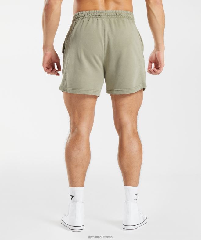 Gymshark short 5 délavé sous pression marron écru Hommes 6HF28512