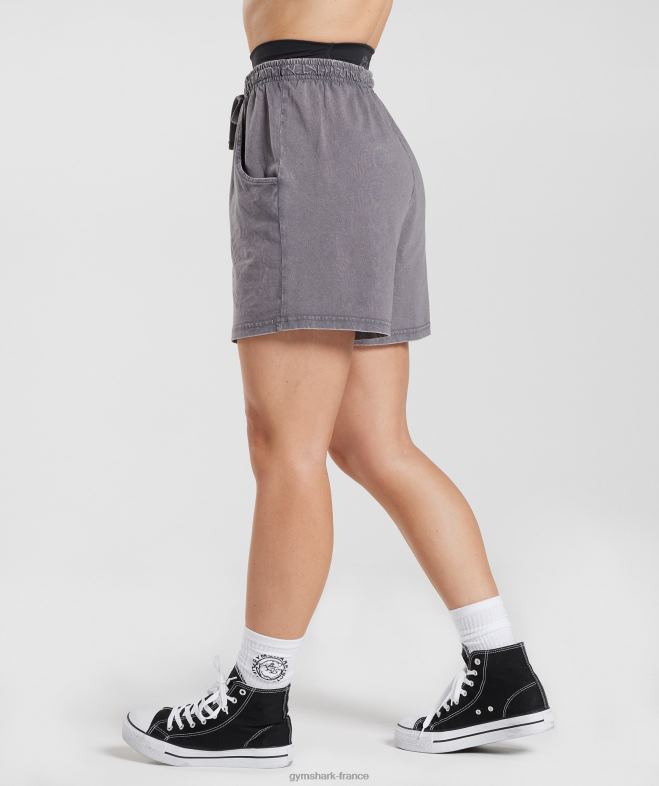 Gymshark short ample Legacy gris titane/lavage acide femmes 6HF28107